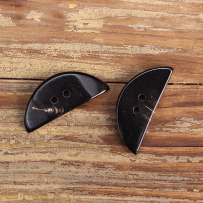 Black Irregular Triangular Half-Moon Natural Horn Buttons 4pcs