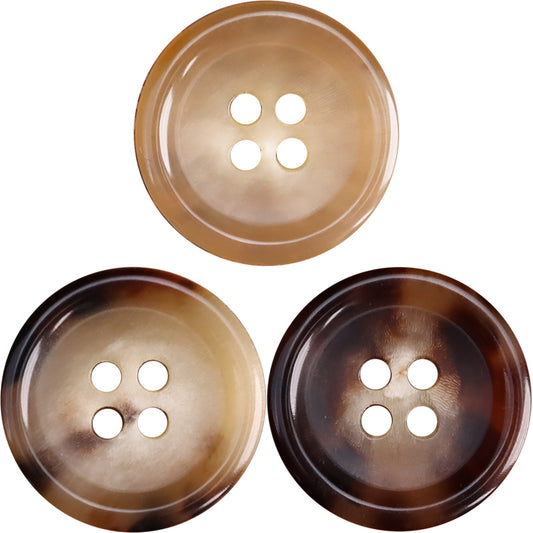 15-25mm Beige Coffee Natural Yellow Cattle Horn Buttons 6pcs