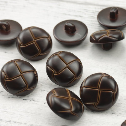 15/18/20mm Dark Brown Plastic Woven Ball-Shaped Buttons 90 Pack