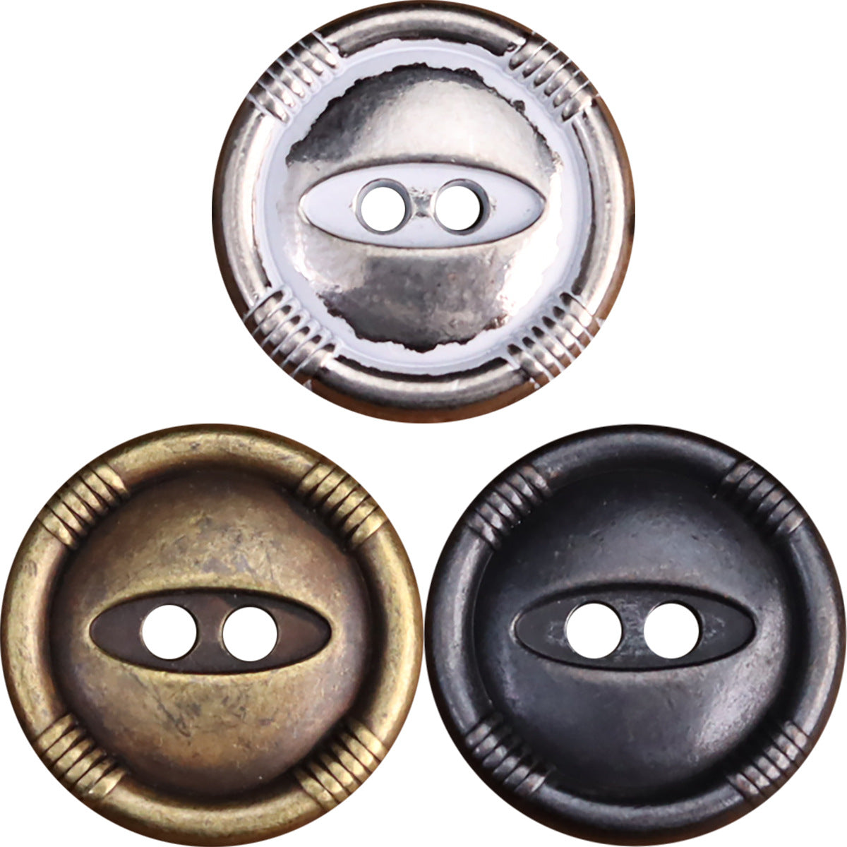 Fish-Eye Antique Bronze Silver Zinc Alloy Metal Buttons 20 Pack