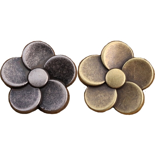 Vintage-Colored Silver Bronze Zinc Alloy Metal Flower Shank Buttons 12pcs