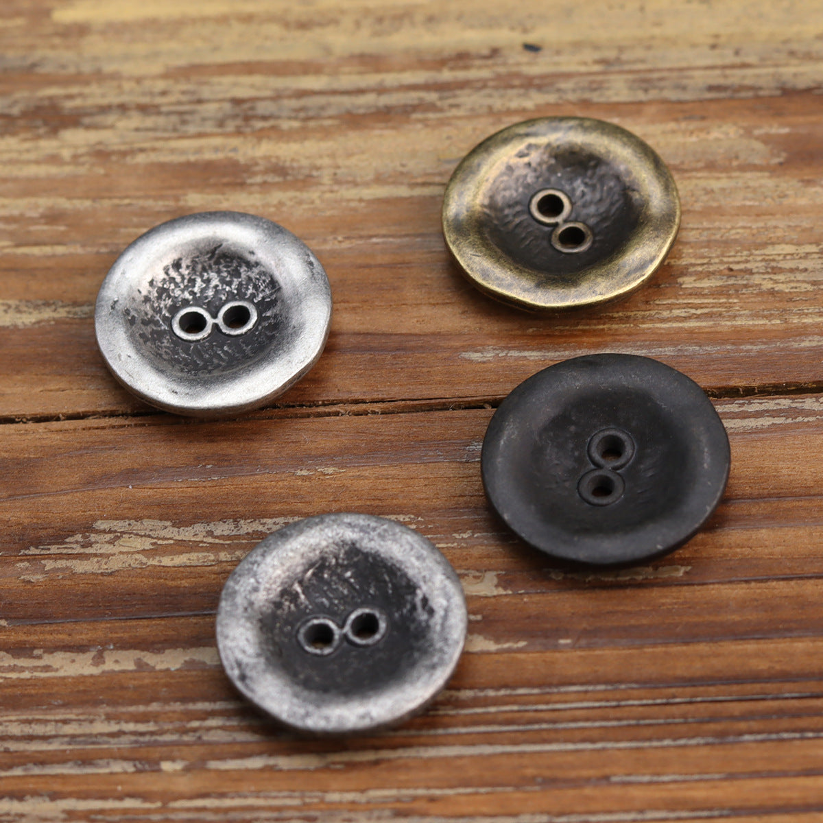 Antiqued Heavy Rust Two-Hole Metal Buttons for Men's Jackets 20 Pack