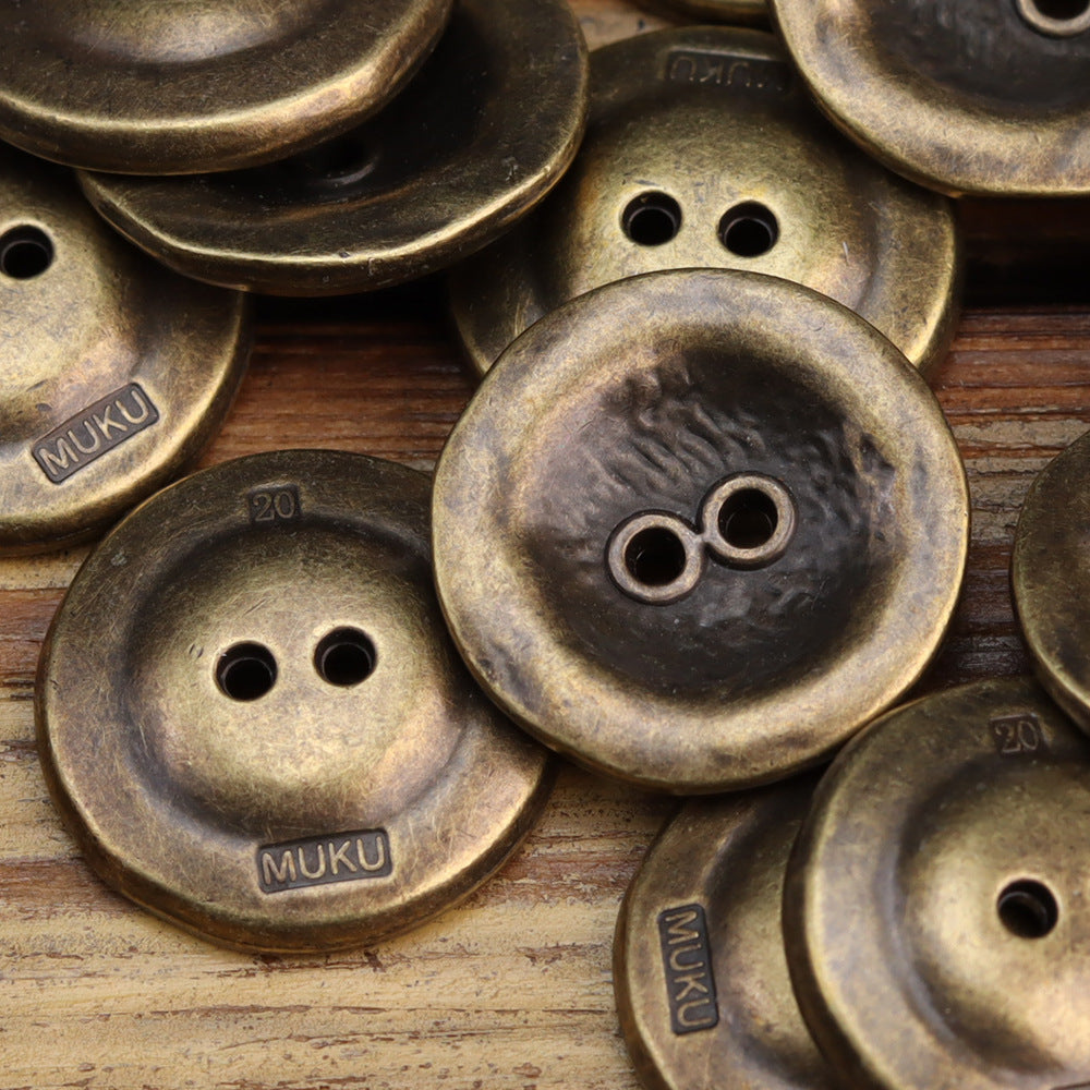 Antiqued Heavy Rust Two-Hole Metal Buttons for Men's Jackets 20 Pack