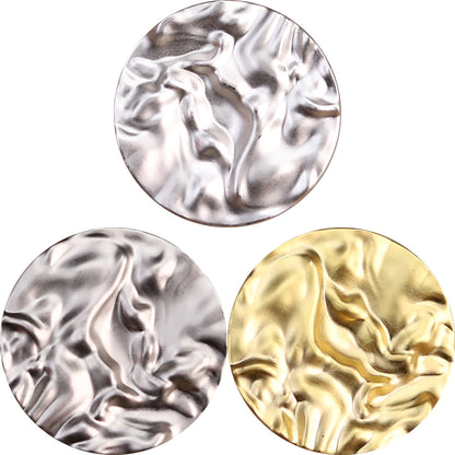 Wavy Silver Matte Gold Round Metal Hand-Sewn Buttons 15 Pack