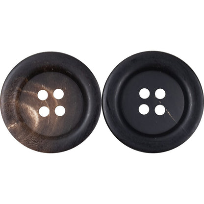 Deep Coffee Black Wide-Brimmed Thickened Horn Buttons 30 Pack