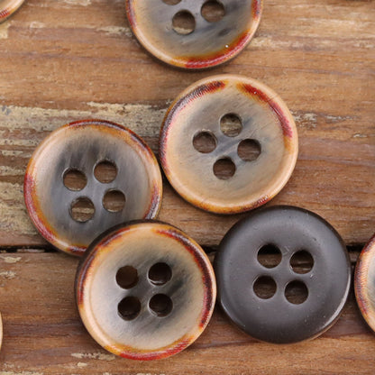 11.5mm Fire-Burned Bowl-Shaped Resin Shirt Buttons 60 Pack