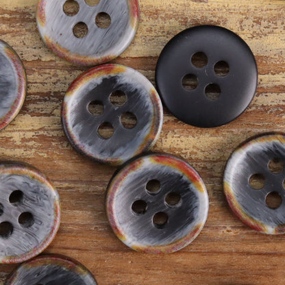 11.5mm Fire-Burned Bowl-Shaped Resin Shirt Buttons 60 Pack