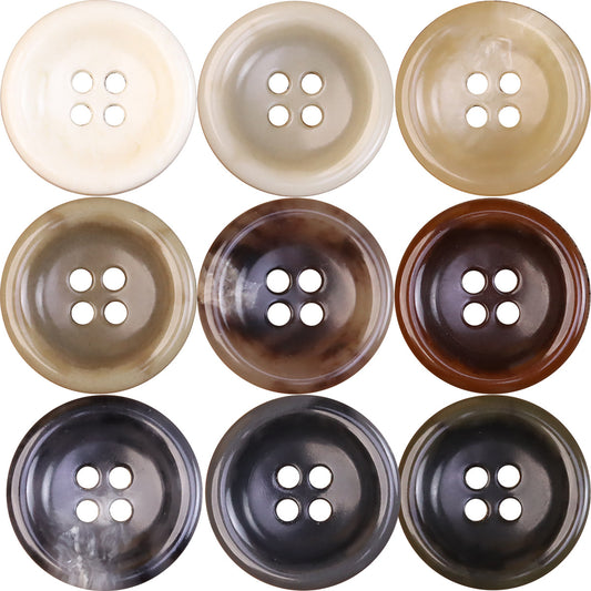 Imitation Horn Texture Urea Buttons for Jackets 30 Pack (5 Sizes)