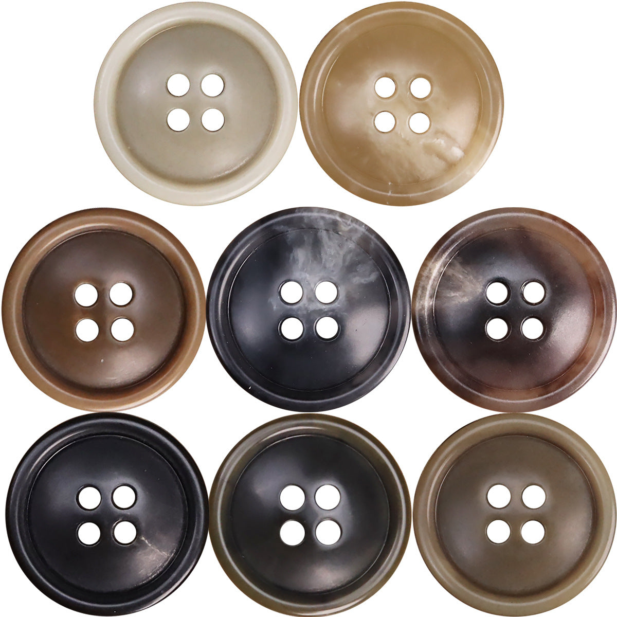 Boutons en urée noir, kaki et beige pour vestes pour hommes, pack de 30