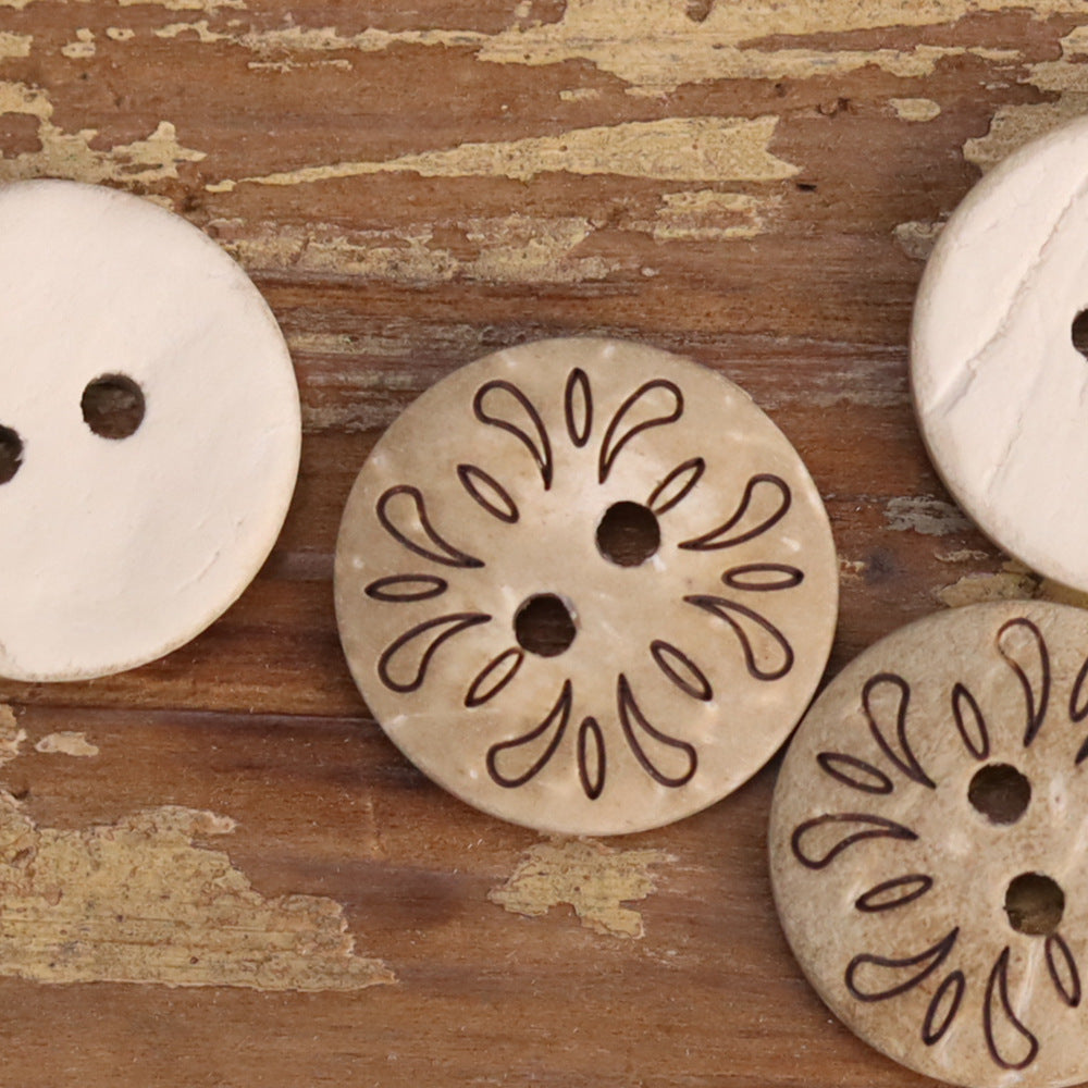 20-24L Natural Thickened White Laser Wooden 2 Hole Buttons 40 Pack