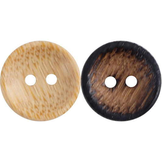 20L Natural Wood Color Bamboo 2 Hole Retro Buttons 20 Pack