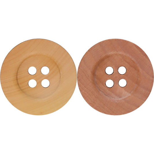 16-40L Wide Rim Natural Wood Four-Hole Buttons 60 Pack