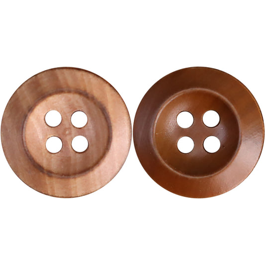 18-24L Natural Burned-Edge Brown Beveled Wooden Buttons 40 Pack