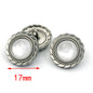 17mm Silver- och Vita Runda Spets Metallknappar 20st