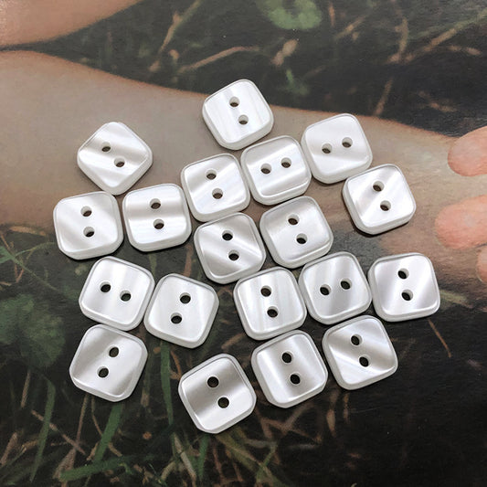 11.5mm Pearl White Square 2-Hole Resin Transparent Shirt Buttons 100pcs