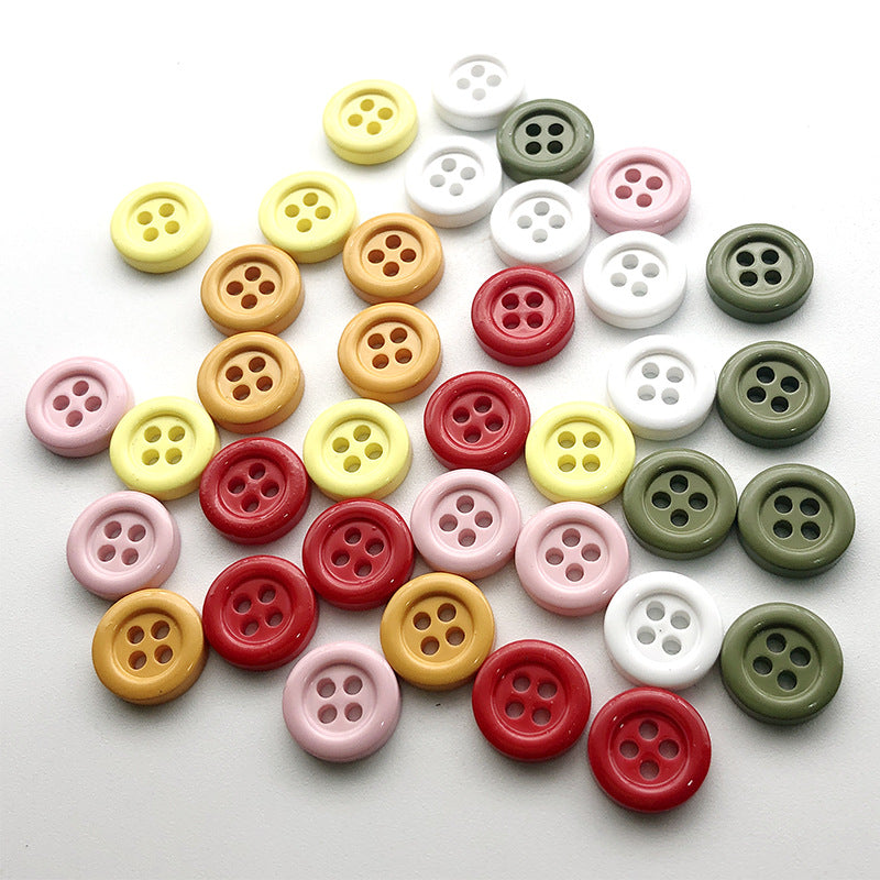 Botões Redondos Coloridos de 11,5mm com Quatro Furos para Cardigans de Crianças 100pcs