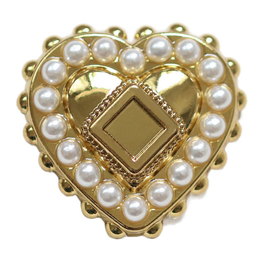 18/23MM Tea Gold Heart Pearl Alloy Shank Vintage Coat Buttons 20pcs