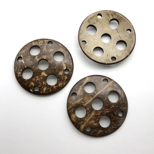 44mm Round 9-Hole Coconut Shell Creative Decorative Button 20pcs