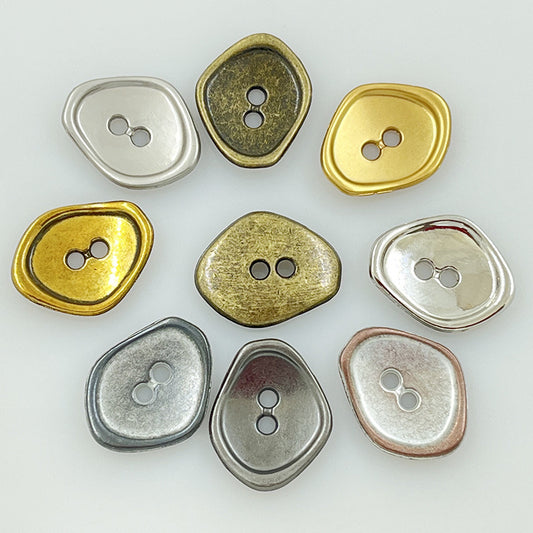 12/15/17/22mm Irregular Metal Buttons with Two Holes 100 Pack