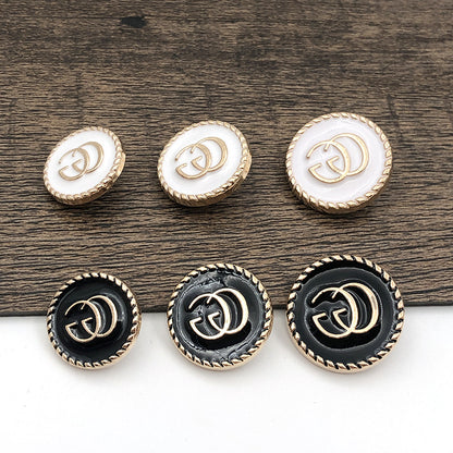 Black White Double G Dot Oil Gold Metal Shank Buttons 20pcs