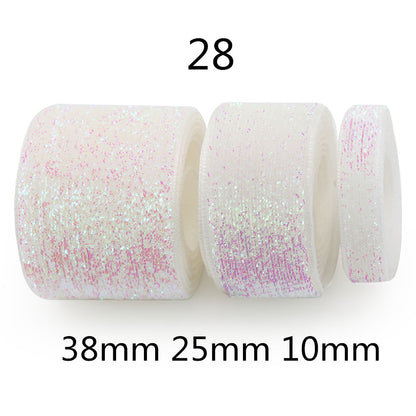 10/25/38mm Gradient Chenille Ribbon with Sparkle 3 Sizes Pack