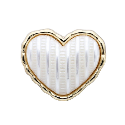 Gold Silver Base Vertical Stripe Heart Shape Metal Shank Buttons 10pcs