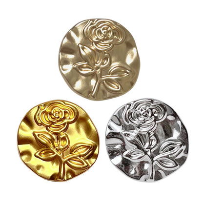 15/20MM Round Gold Silver Embossed Rose Metal Shank Buttons 20pcs