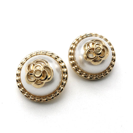 23mm Round Gold Rose Pearl Metal Shank Button 12pcs