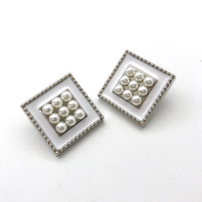 20mm Gold and Silver Square Pearl Metal Shank Buttons 12pcs