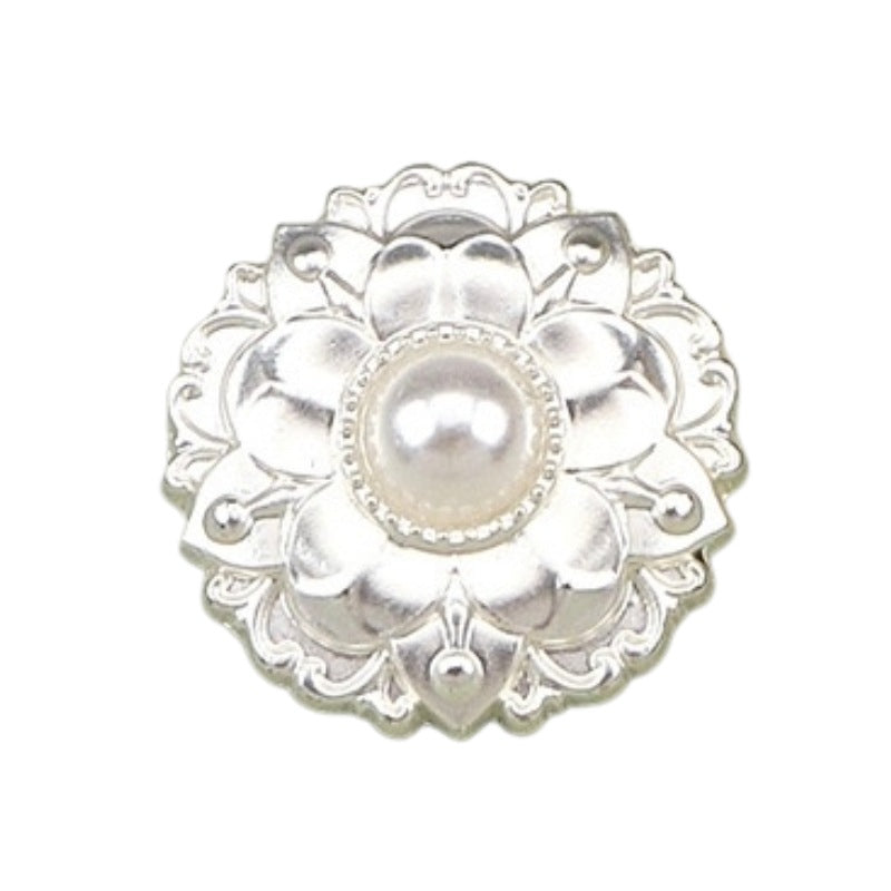 Boutons en métal perle blanche et or pivoine 18/23MM 20pcs