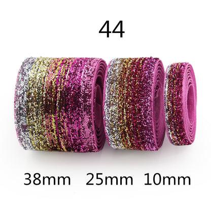 10/25/38mm Gradient Chenille Ribbon with Sparkle 3 Sizes Pack