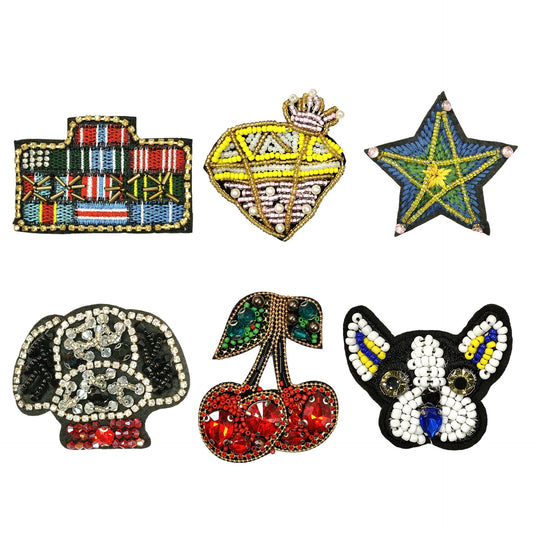 DIY Main-Rhinestone Perles Chien et Animal Motif Appliqué 6 Pack