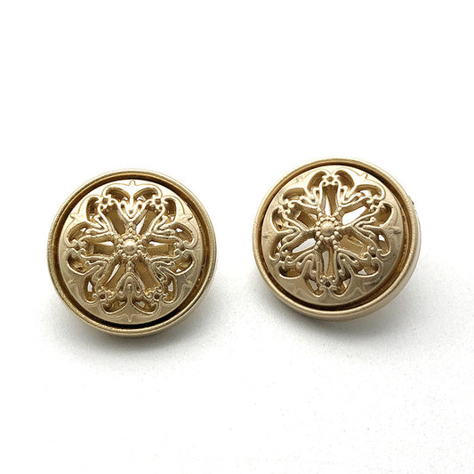 17mm Gold Round Hollow Flower Metal Shank Buttons 20pcs