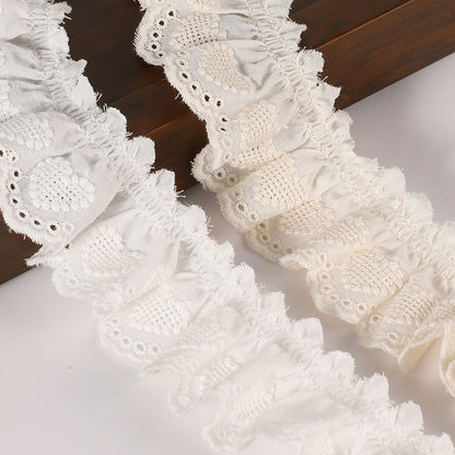 40mm Cotton Embroidered Heart Lace Trim 5 Yards