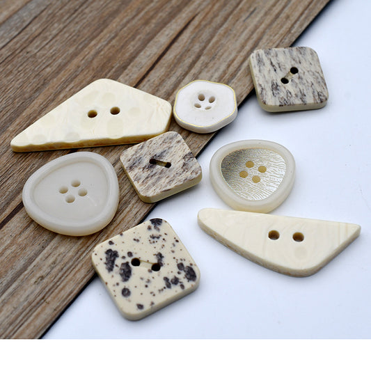 Irregular Beige Marble Resin Decorative Buttons for Women 48 Pack