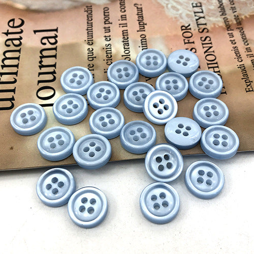 11.5mm Blue Round Four-Hole Shirt Buttons for Men and Women 100pcs