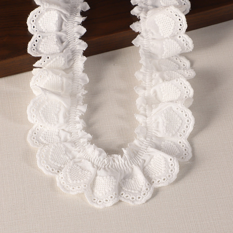 40mm Cotton Embroidered Heart Lace Trim 5 Yards