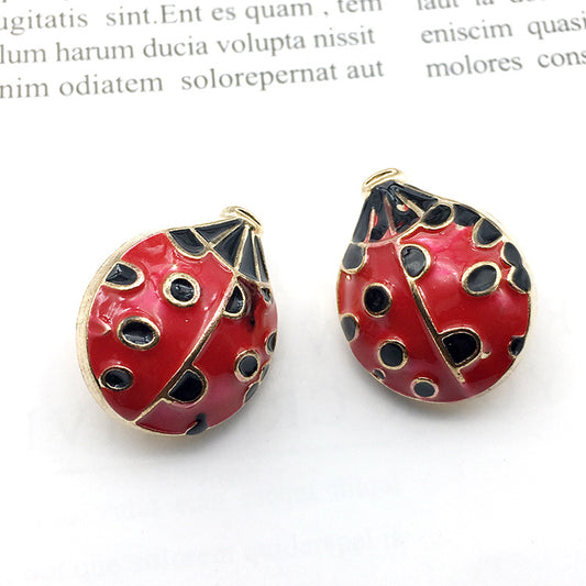 24mm Red Ladybug Metal Shank Decorative Button 12pcs