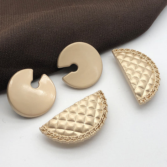 25/37mm Pac-Man/Semi-Circle Sand Gold Metal Shank Buttons 10pcs