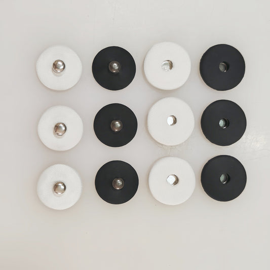 13-28mm White Black Fabric Covered Invisible Metal Snap Buttons 20pcs