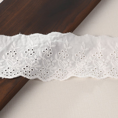 70mm Cotton Lace Trim with Embroidered Details for Clothing 10 Yards