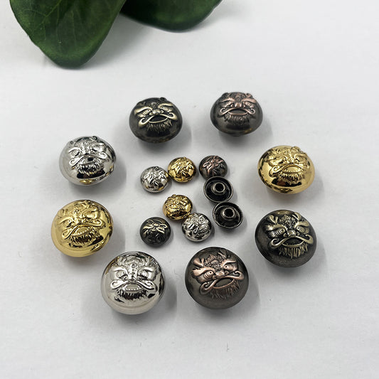 9/17mm Vintage Bronze Metal Dragon Denim Stud Buttons 96 Pack