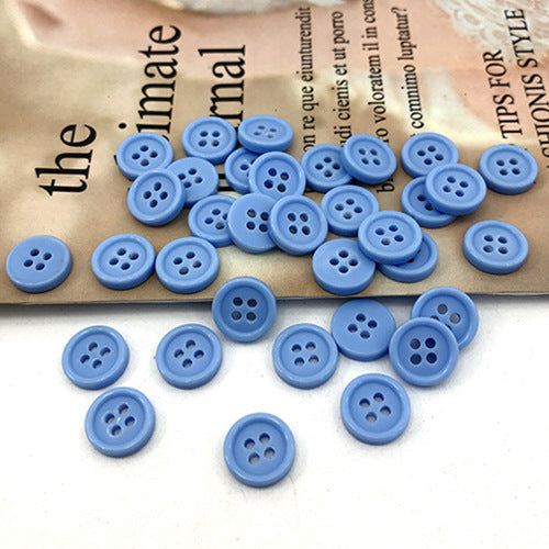 Boutons de chemise ronds à quatre trous de 10 mm bleu ciel pour hommes et femmes, 100 pièces