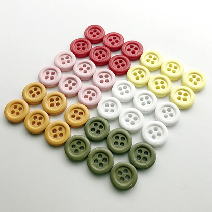 Botões Redondos Coloridos de 11,5mm com Quatro Furos para Cardigans de Crianças 100pcs