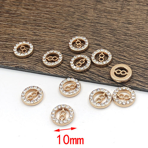 10mm Gouden Ronde Holle Nummer 8 Patroon Shirt Decoratieve Knopen 20st