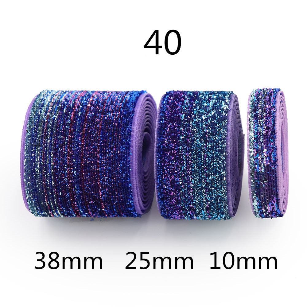 10/25/38mm Gradient Chenille Ribbon with Sparkle 3 Sizes Pack