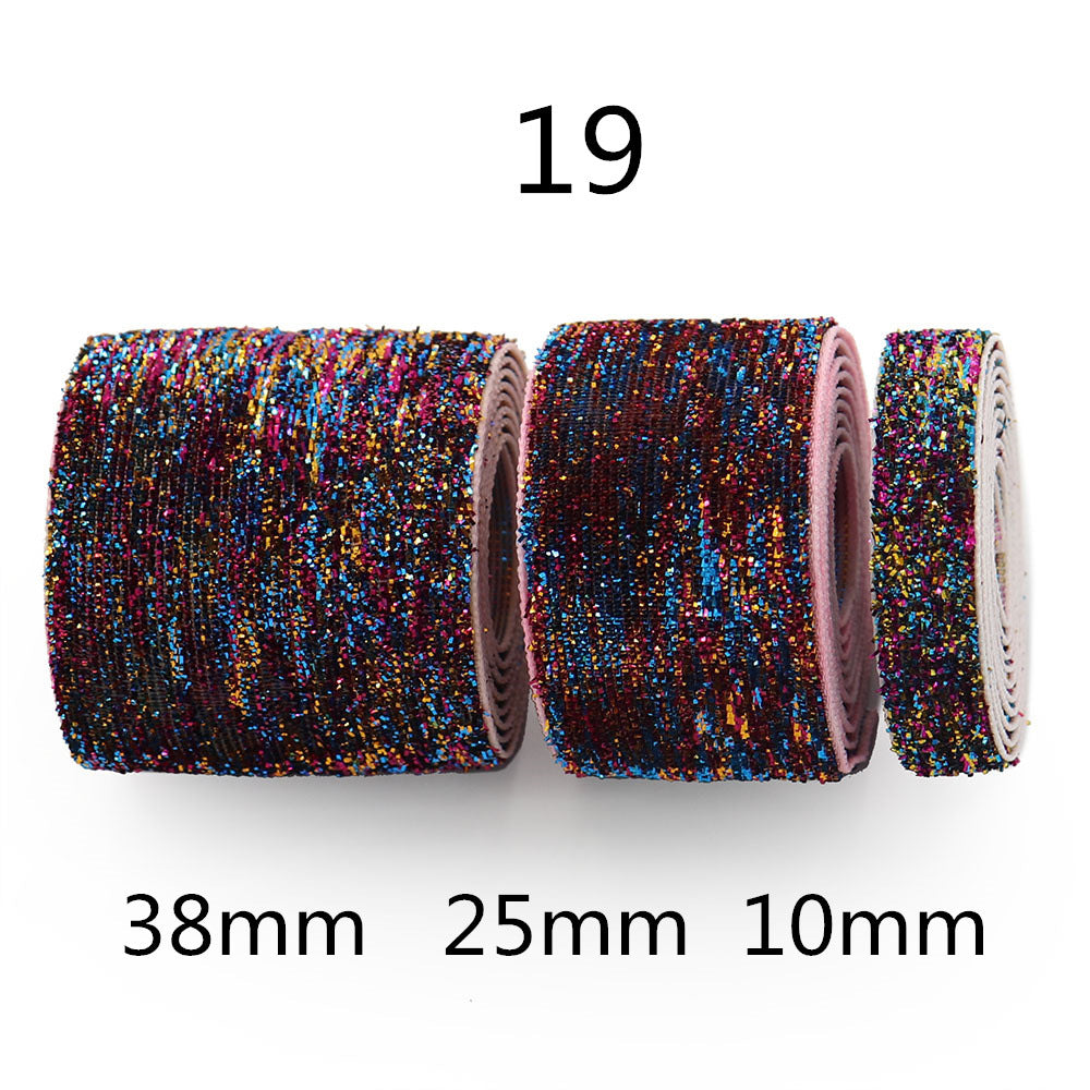 10/25/38mm Gradient Chenille Ribbon with Sparkle 3 Sizes Pack