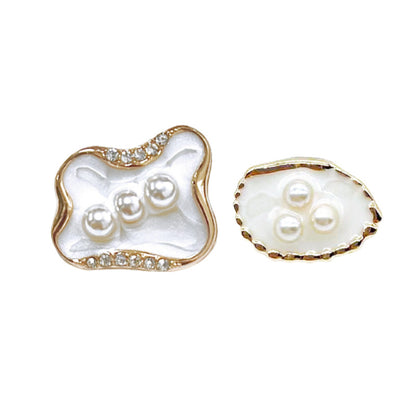 Unique Shaped Diamond Pearl Metal Shank Buttons for Dresses 10pcs