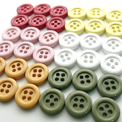 Botões Redondos Coloridos de 11,5mm com Quatro Furos para Cardigans de Crianças 100pcs