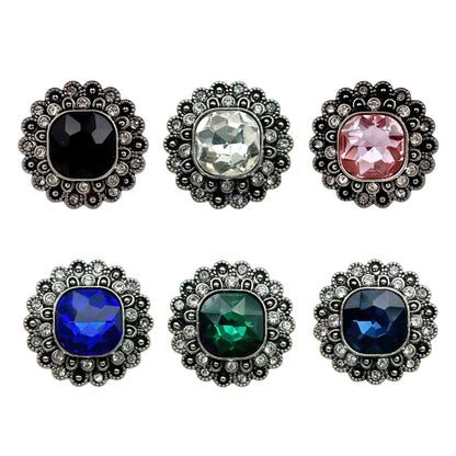 Boutons en métal à fleurs noires et blanches de style chinois vintage de 21 mm, 10 pièces